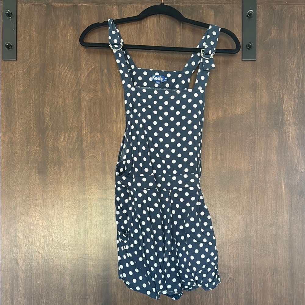 Navy Polka Dot Romper